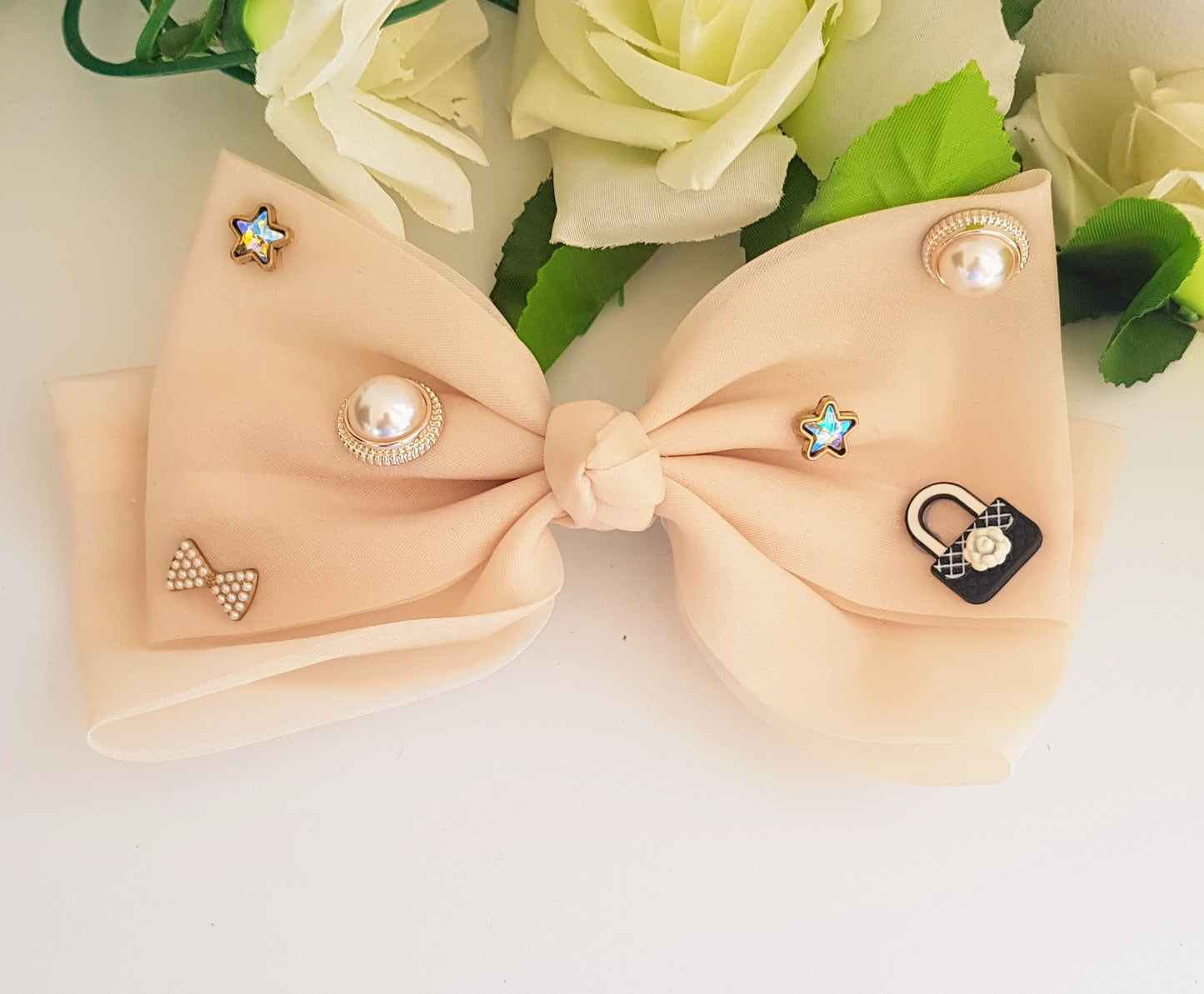 Elegant Bow Clips-Beige