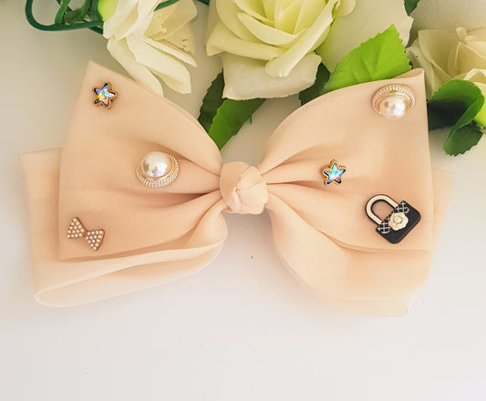 Elegant Bow Clips-Beige